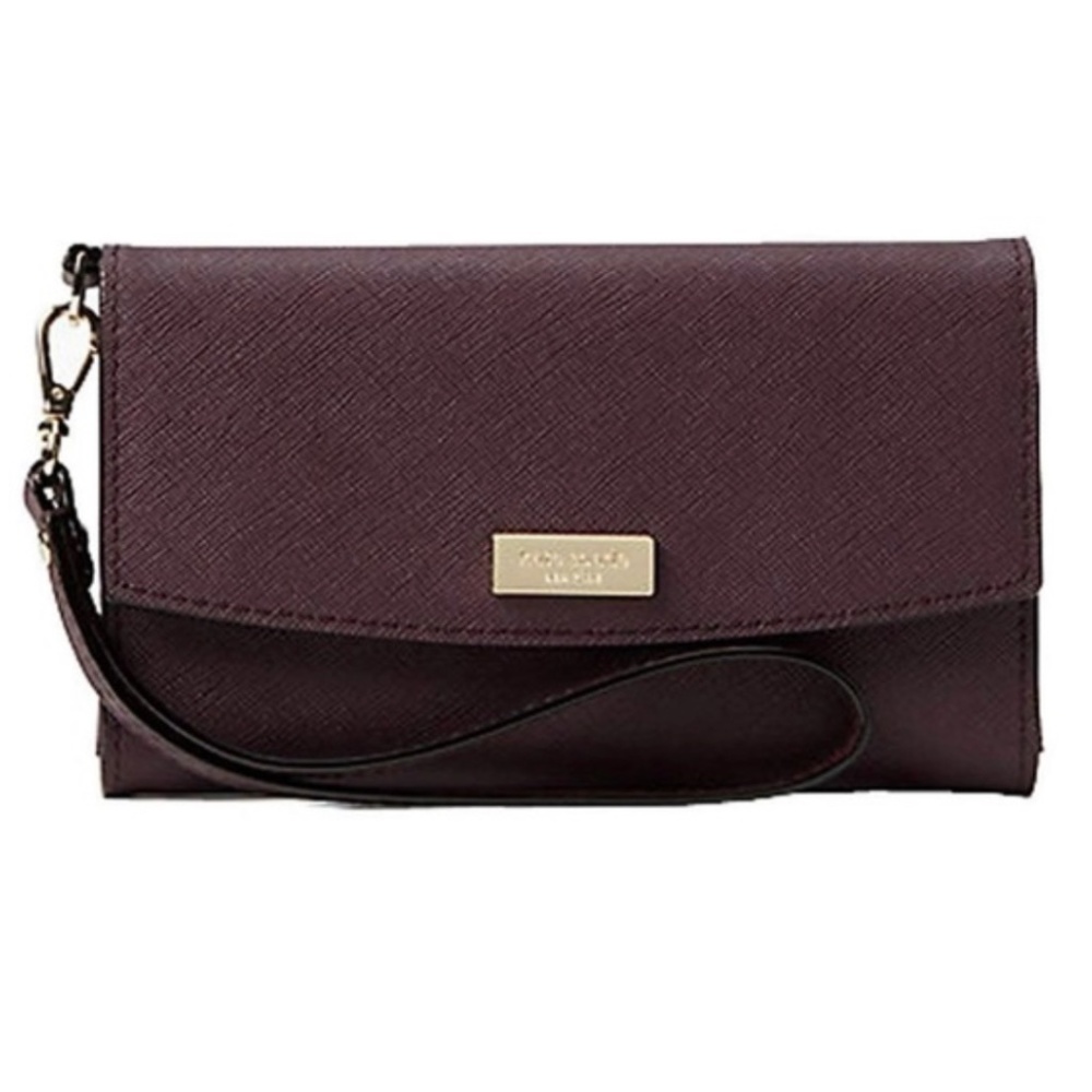 Kate Spade New York Wristlet Wallet Mahogany Purple Gold